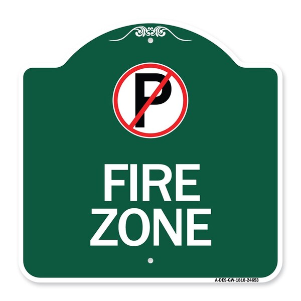 Designer Series Sign-No Parking, Green & White Aluminum Architectural Sign, 18" x 18", GW-1818-24653